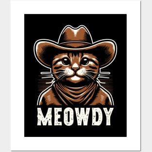 Meowdy Cat in Cowboy Hat Posters and Art